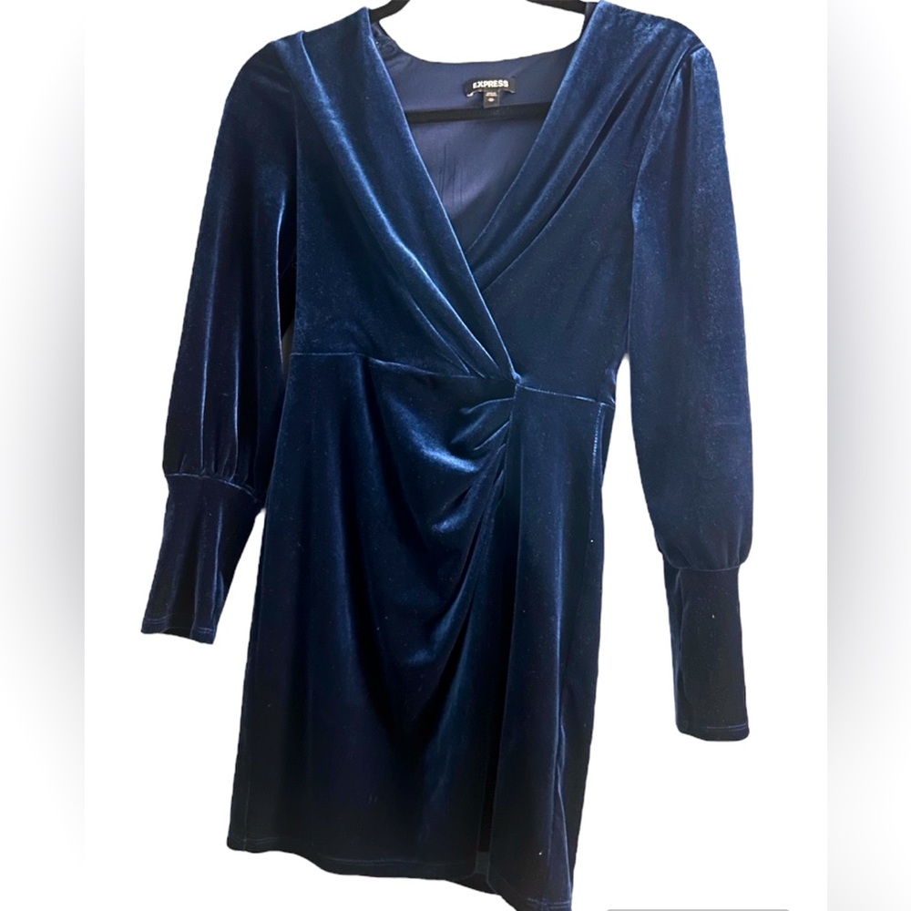 Express Mini Dress velvet bishop sleeve